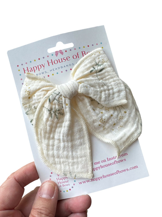 Floral Muslin Hair Bows for Girls | Boho Alligator Clip Bows