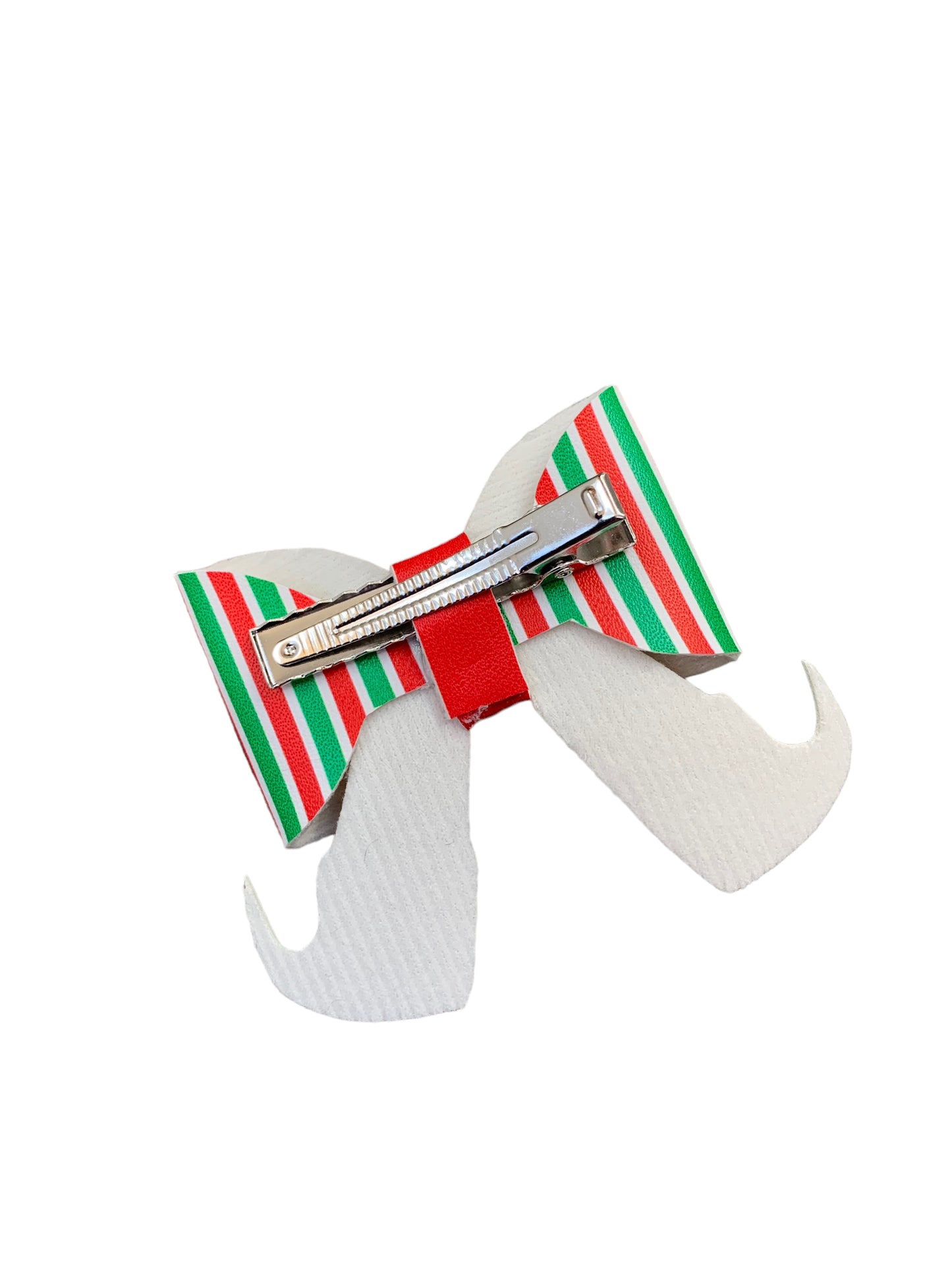 Faux Leather Mini Christmas Hair Clips - Santa & Elf Bows