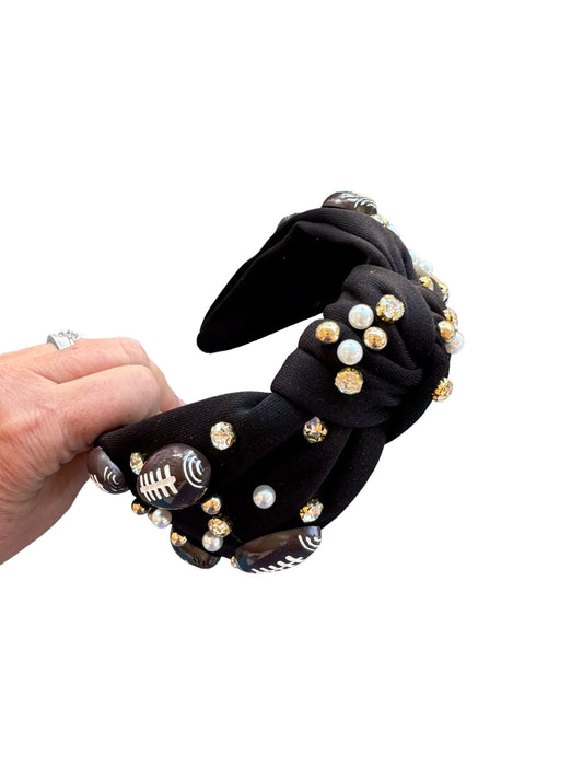Rhinestone Football Headband | Knotted Headband
