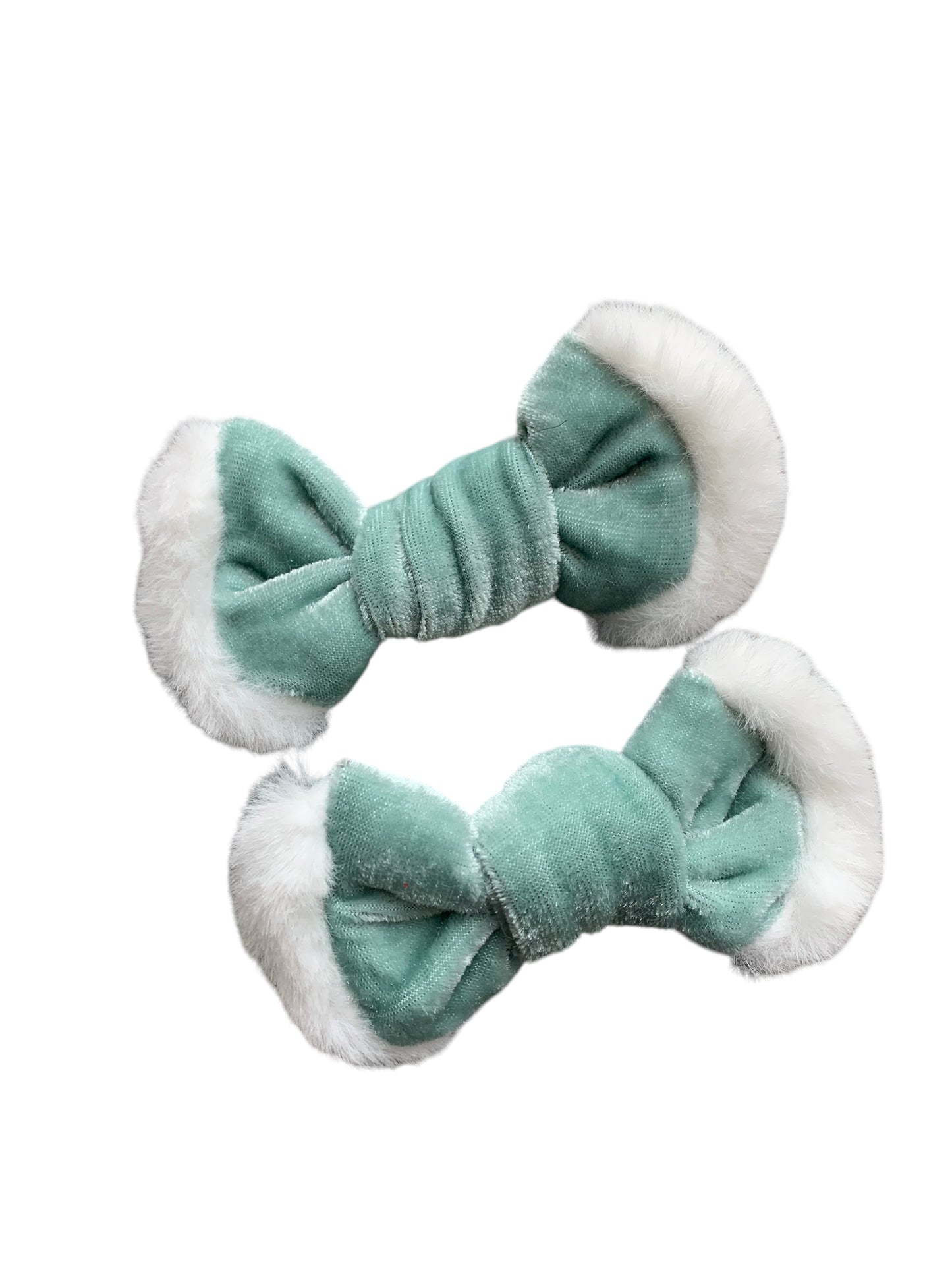 Aqua Velvet Santa Bow - Christmas Hair Bow for Girls & Babies