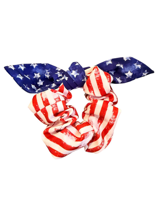 Stars & Stripes Scrunchie – Patriotic 4th of July Scrunchie for Girls & Women