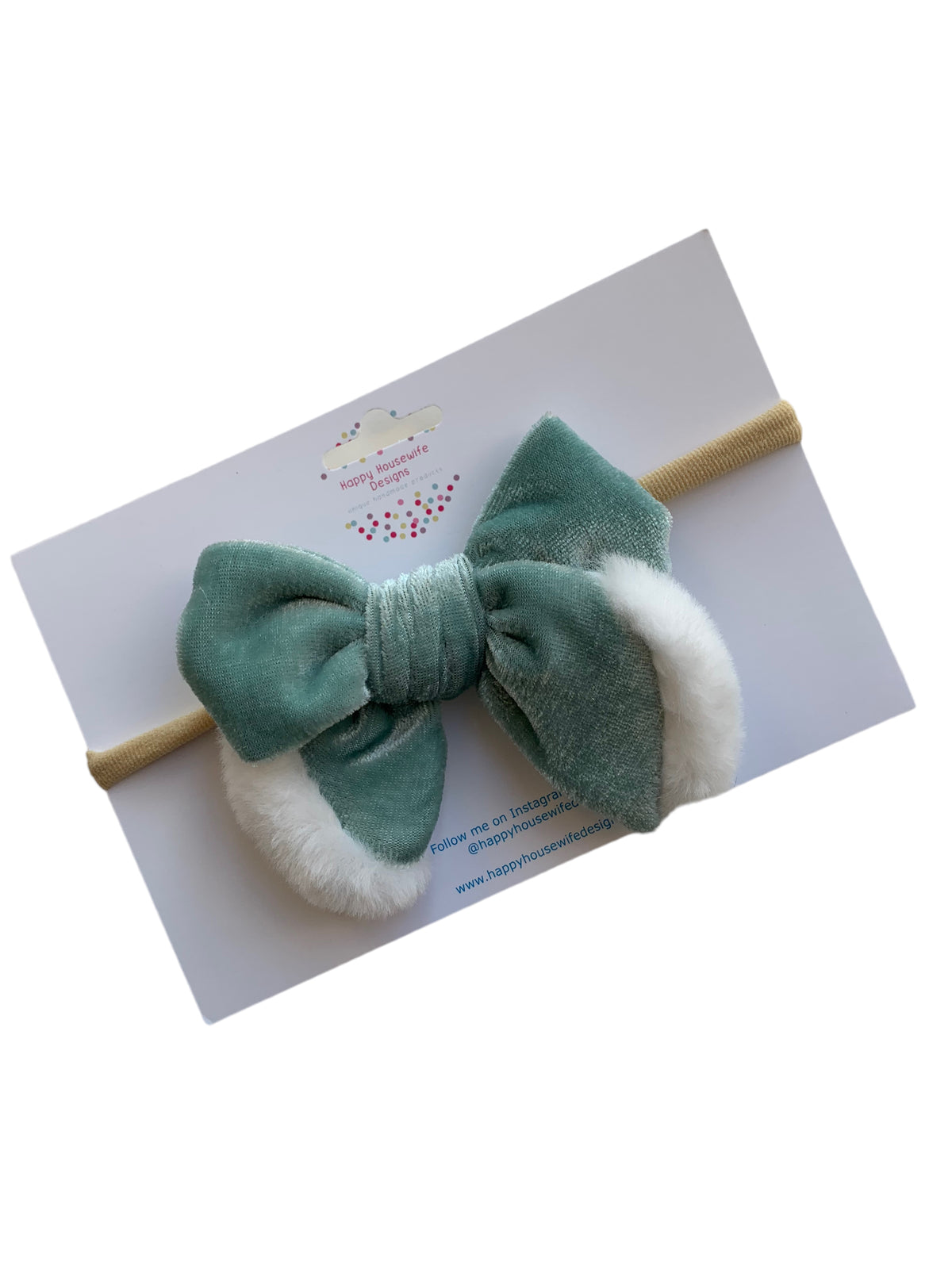 Aqua Velvet Santa Bow - Christmas Hair Bow for Girls & Babies