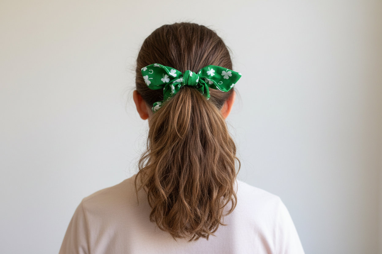 Green Shamrock Scrunchie Lifestyle Shot