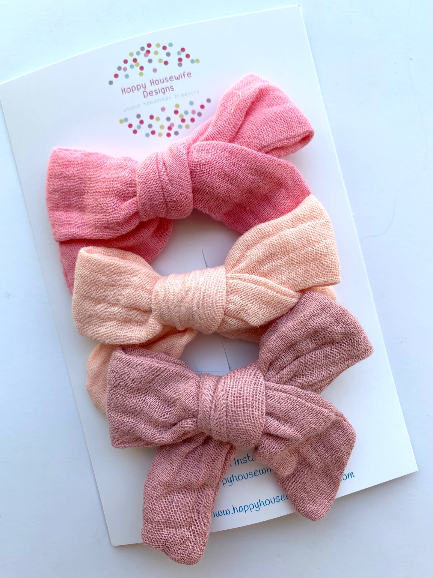 Solid Muslin Hair Bow Sets