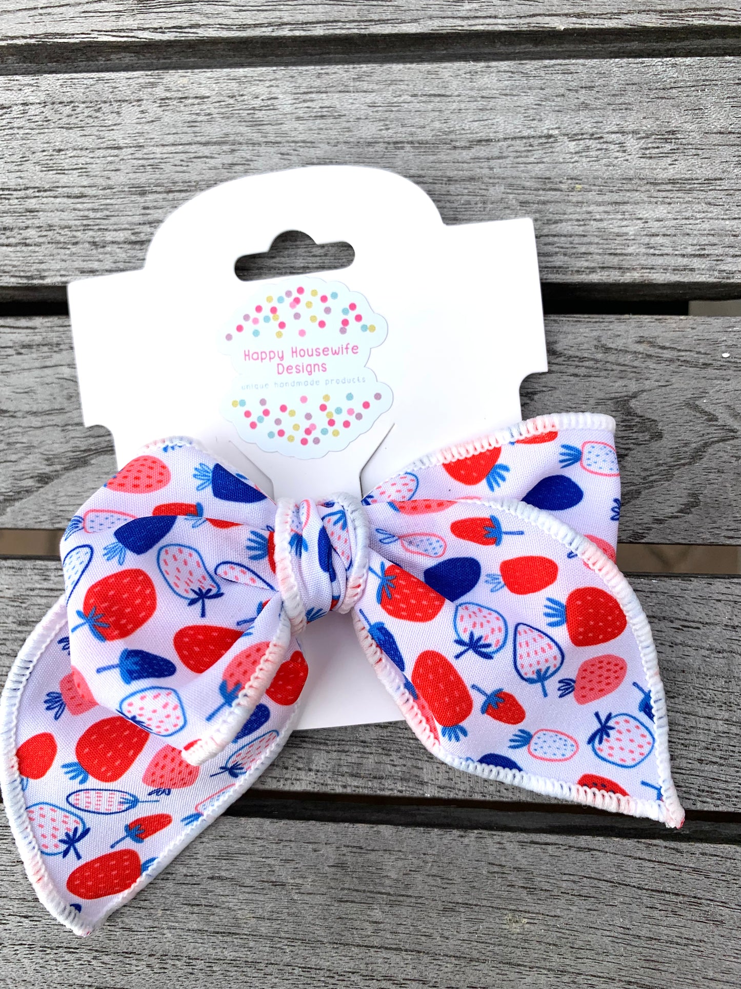 Patriotic Strawberry Hair Bows