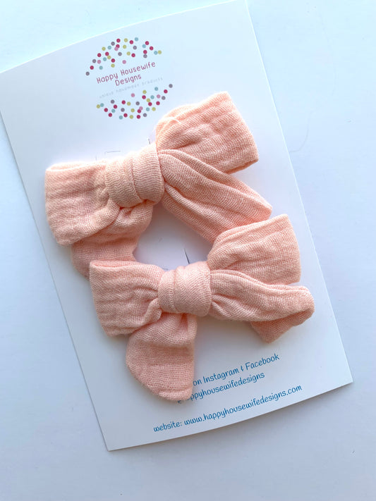Solid Muslin Hair Bow Sets