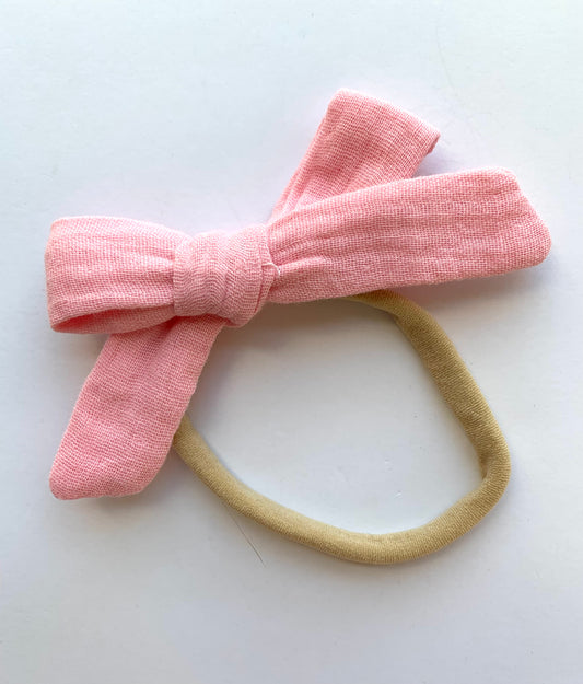 *Mini Muslin Bows Nylon Headbands
