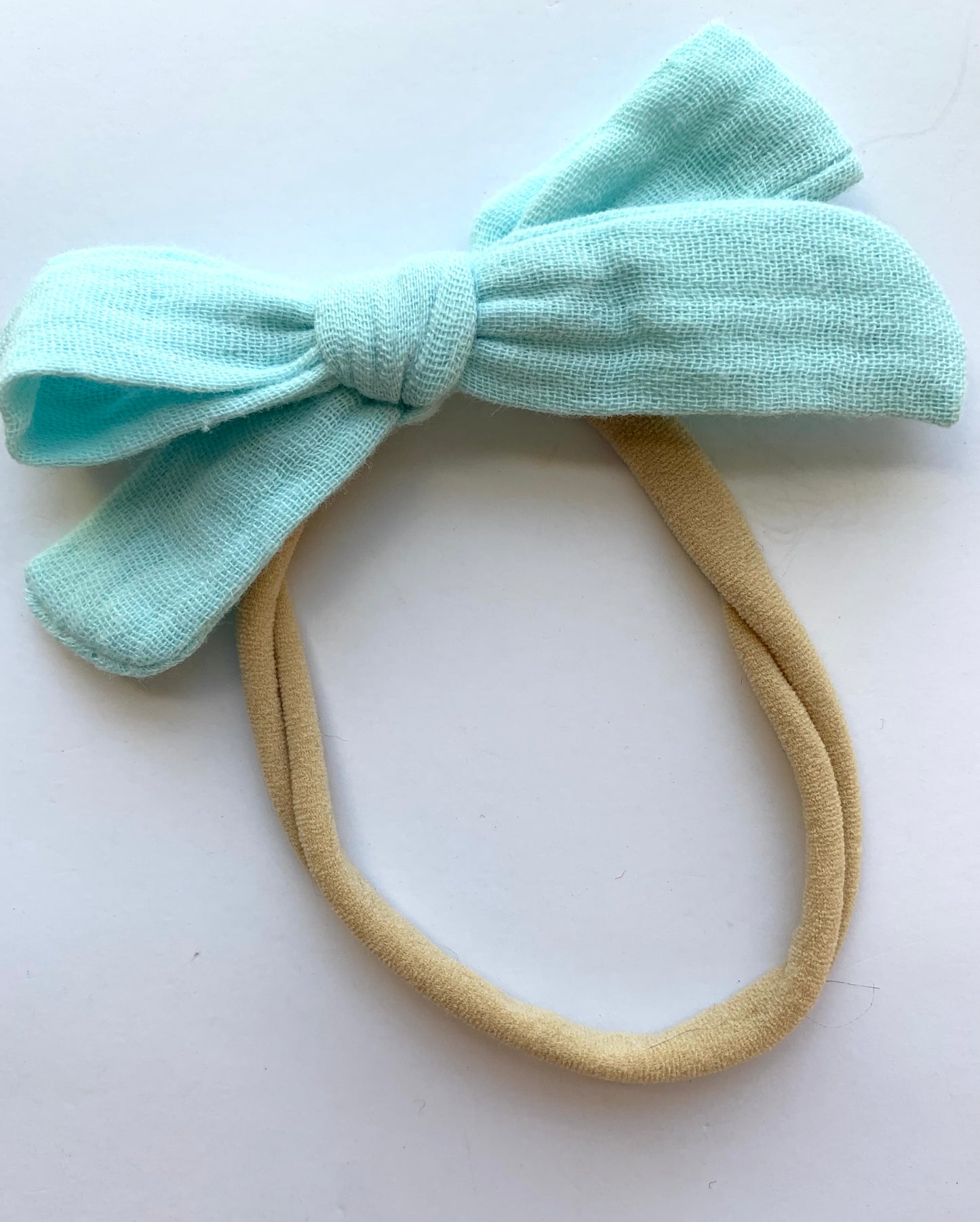 Mini Muslin Baby Bows with Nylon Headband | Soft Gauze Hair Bows for Babies