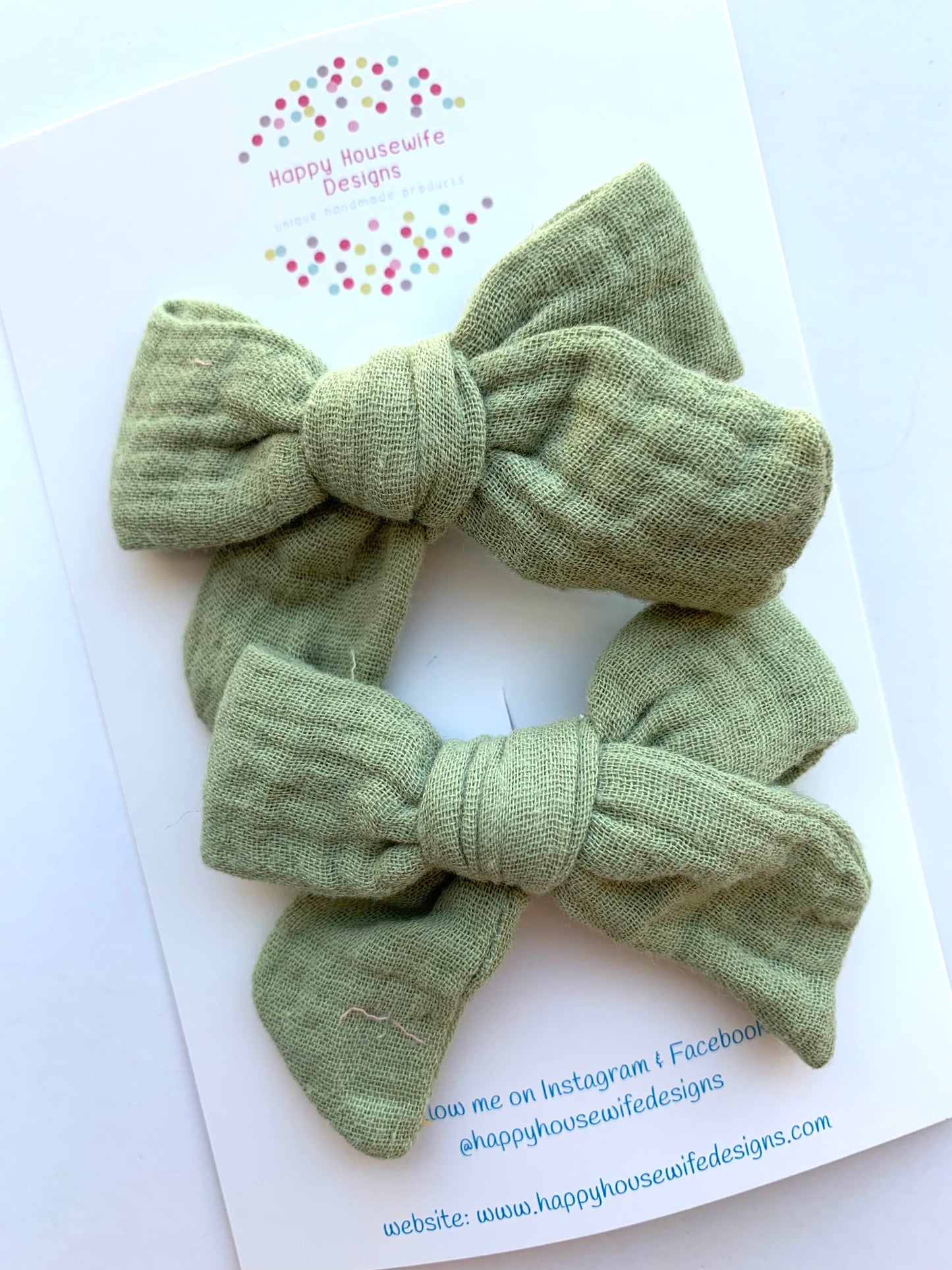 Solid Muslin Hair Bow Sets