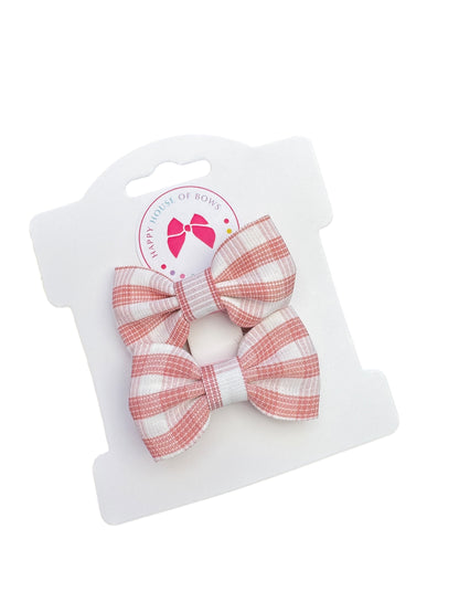 *Mini Pink Linen Baby Clips