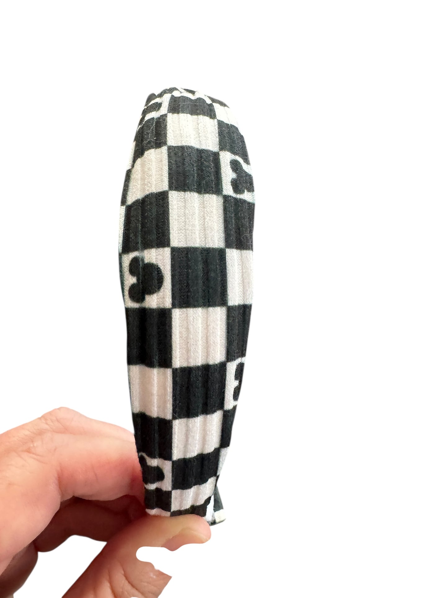 Black Checkered Mouse Headband - Knotted Headband for Girls