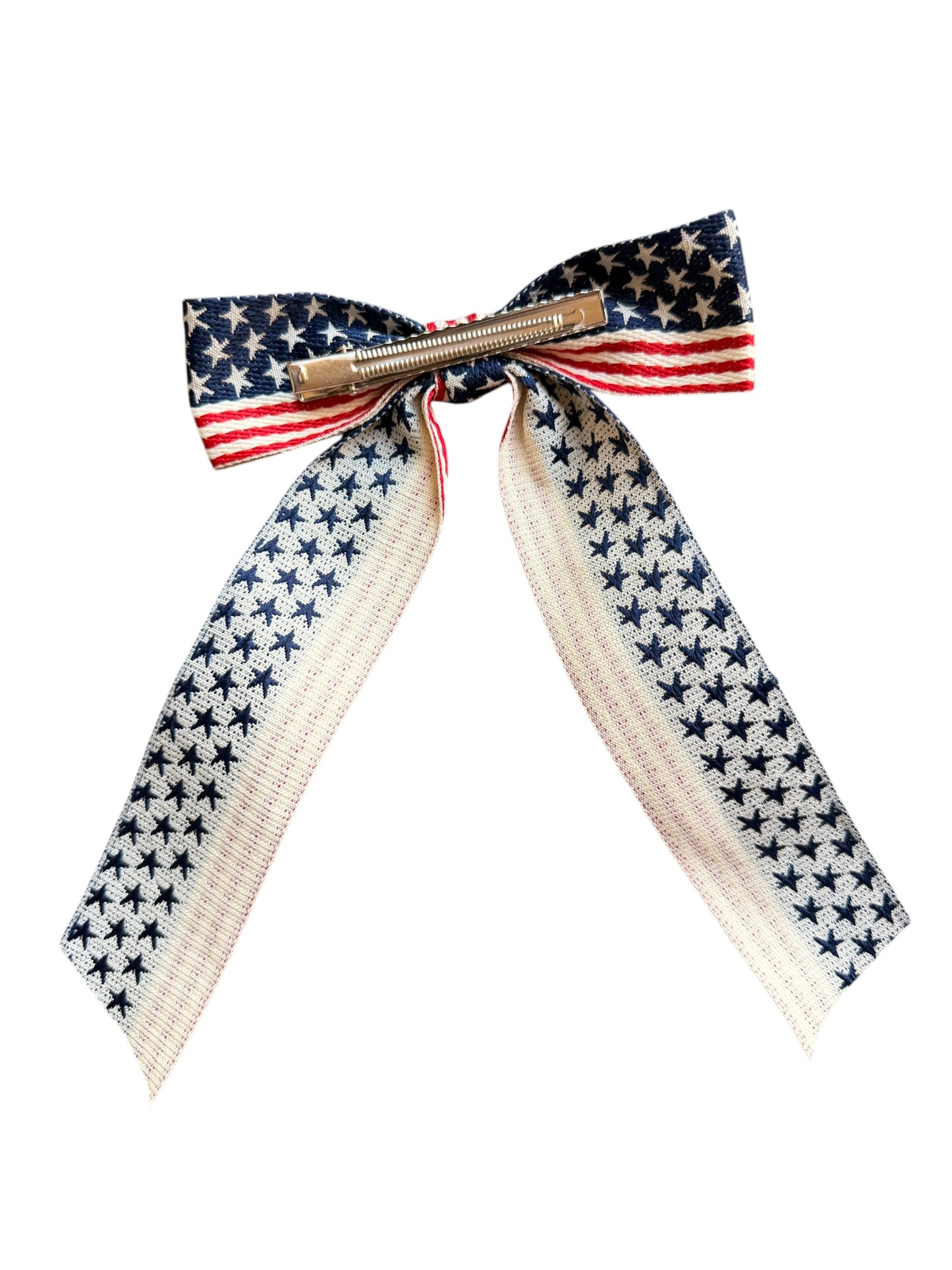 Patriotic Hair Bows - Navy & Red Stripes | 4th of July & Memorial Day Hair Clips