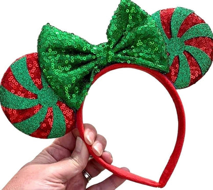 Candy Cane Mouse Ear Headbands
