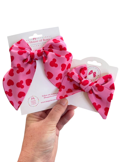 Pink & Red Valentine's Day Mouse Hair Bows