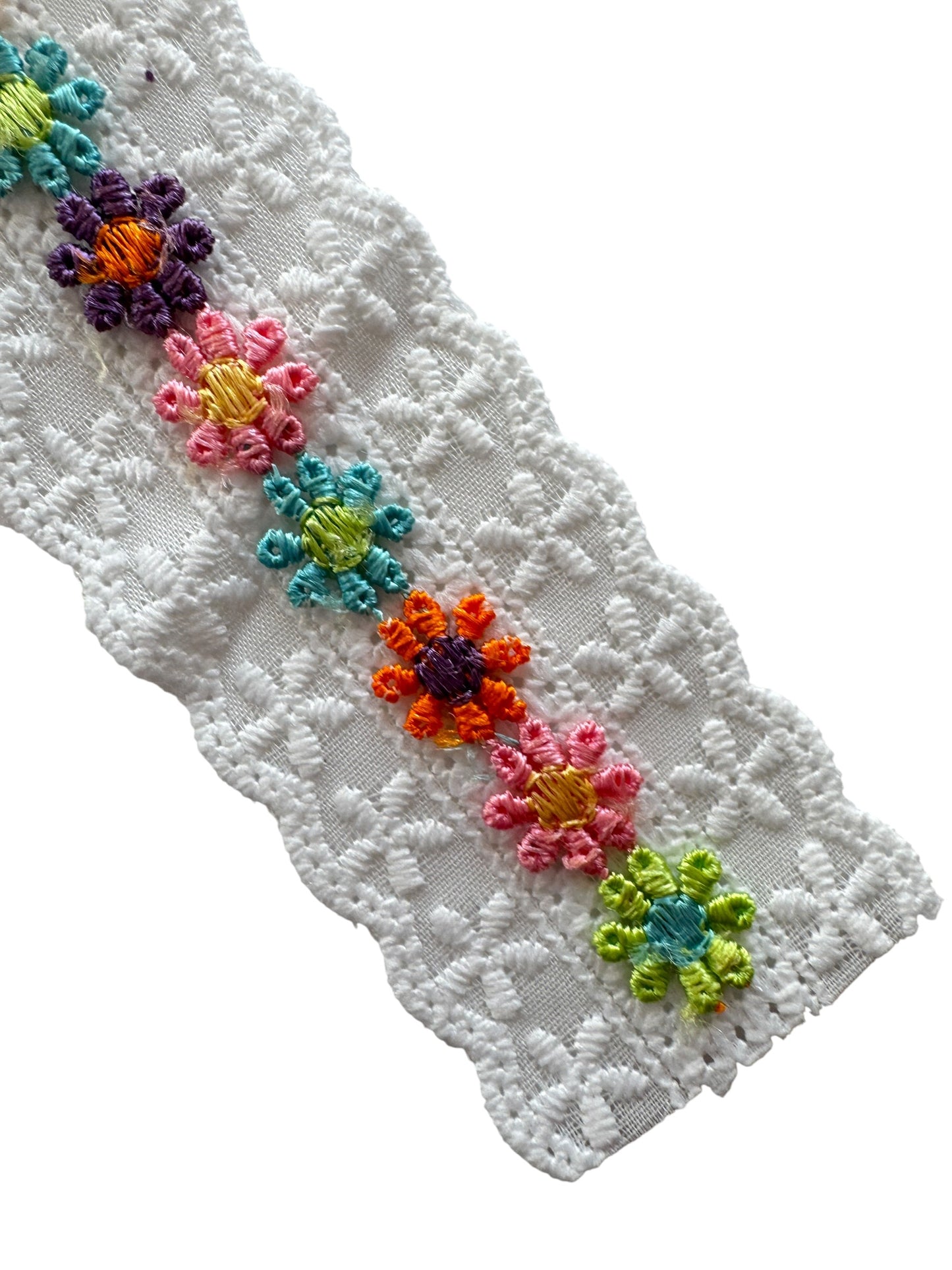 White Daisy Lace Hair Bows for Girls – Floral Embroidered Bows with Alligator Clip