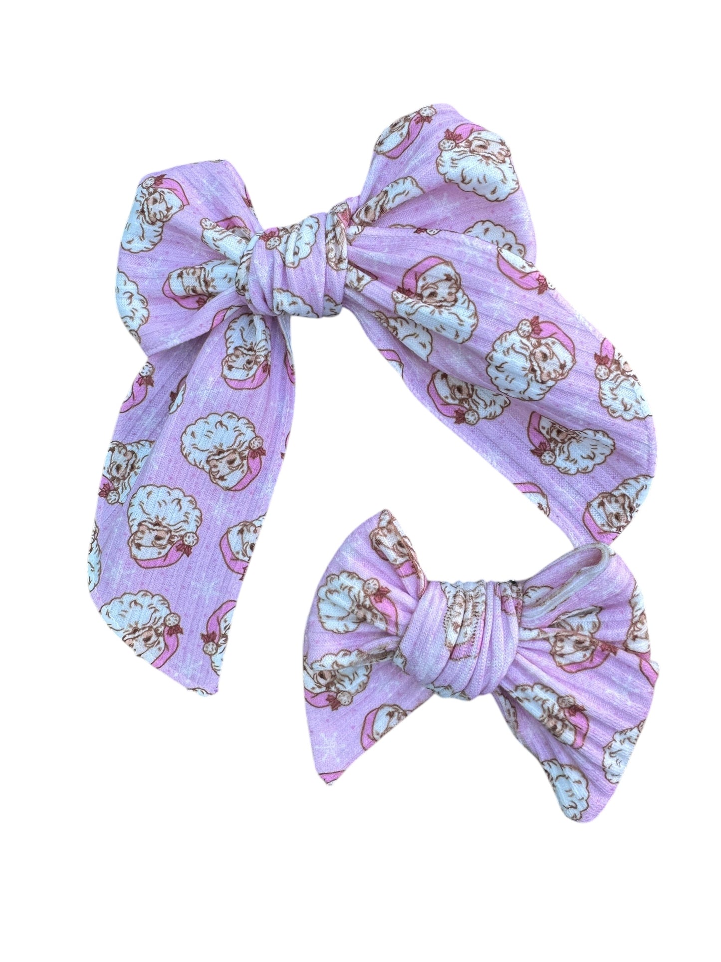 Vintage Pink Santa Hair Bows - Christmas Holiday Clips