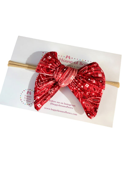 Red Bandana Hair Bows for Little Girls