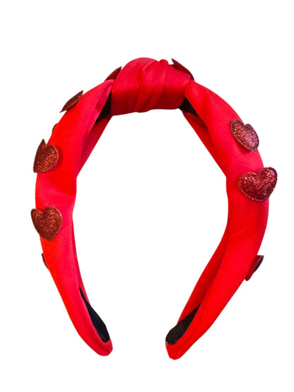 Glitter Hearts Tie Knot Headband - Valentine's Day Headband for Girls