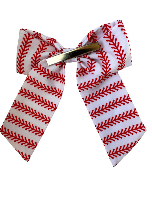 *Baseball Long Tail Hair Bows