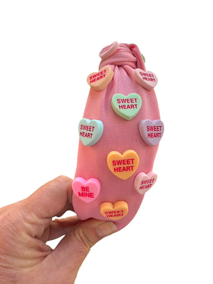 Conversation Hearts Tie Knot Headband - Valentine's Day Headband for Girls
