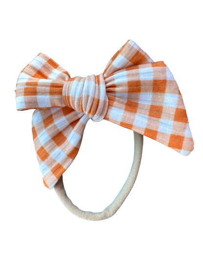 Orange Gingham Hair Bow | Halloween Bows for Kids & Toddlers
