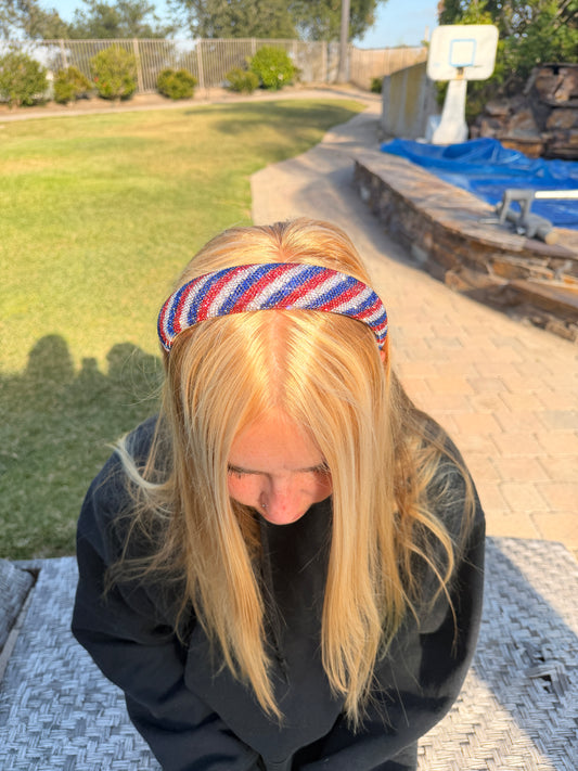 Patriotic Sparkly Headband for Girls – Red White & Blue 4th of July Hair Accessory