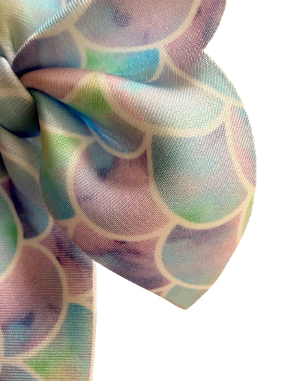 Mermaid Scales Bubble Hair Bow for Girls | Neoprene Kids Hair Bow Clip