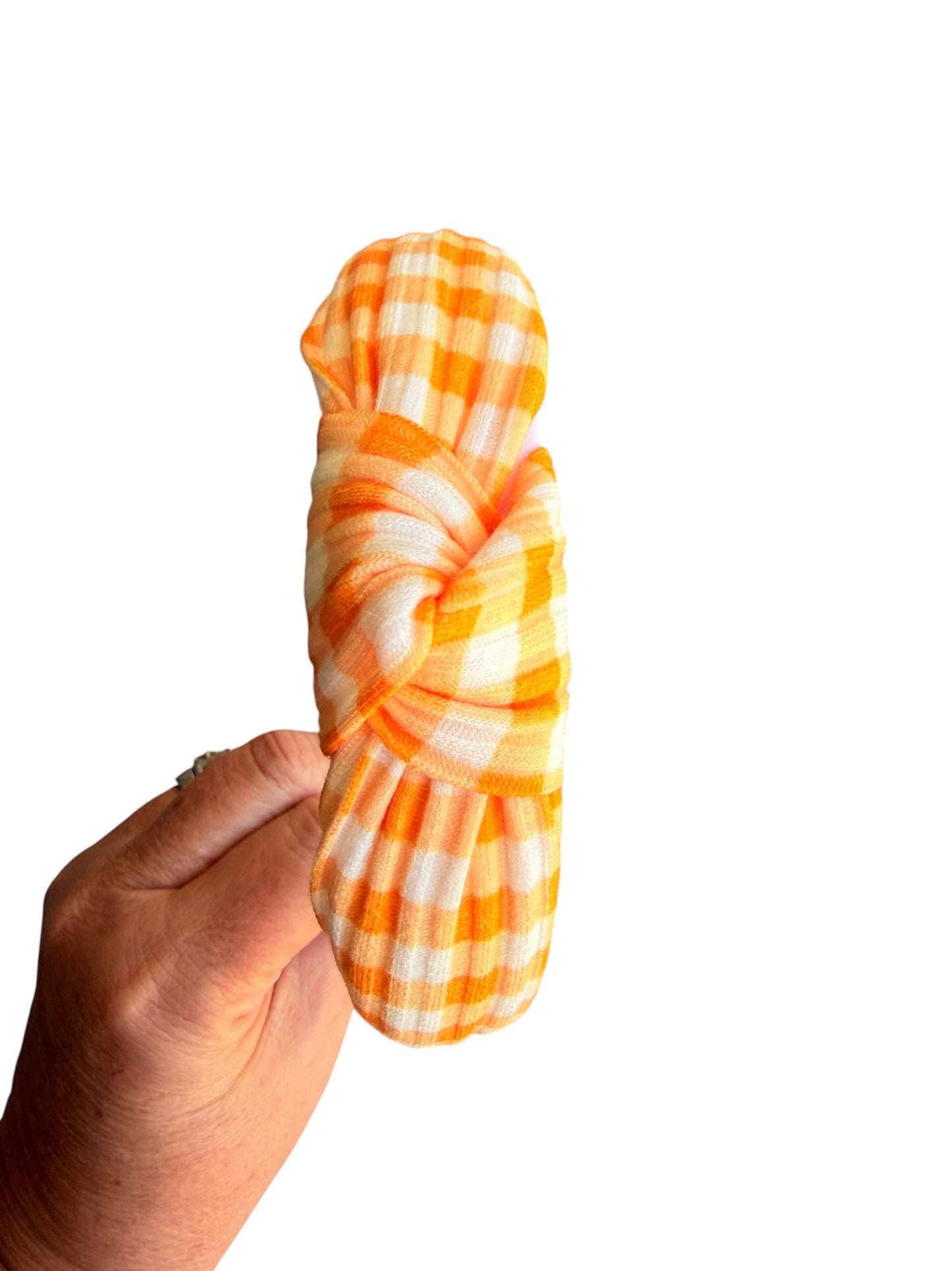 Orange Gingham Knotted Headband – Halloween Headband for Girls & Moms