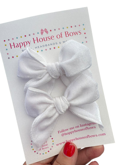 Velvet Pigtail Sets - Red & White Small Sailor Bows