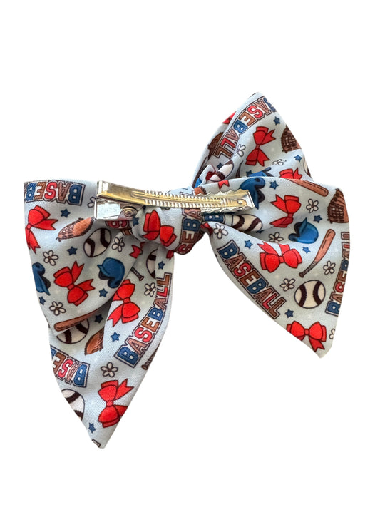 Baseballs & Bows Hair Bow Clip – Game Day Hair Accessory for Girls & Women