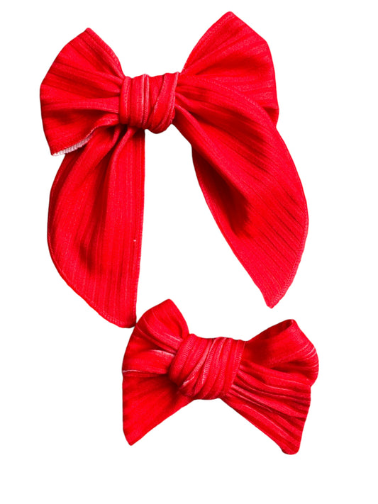 Red Fabric Hair Bows