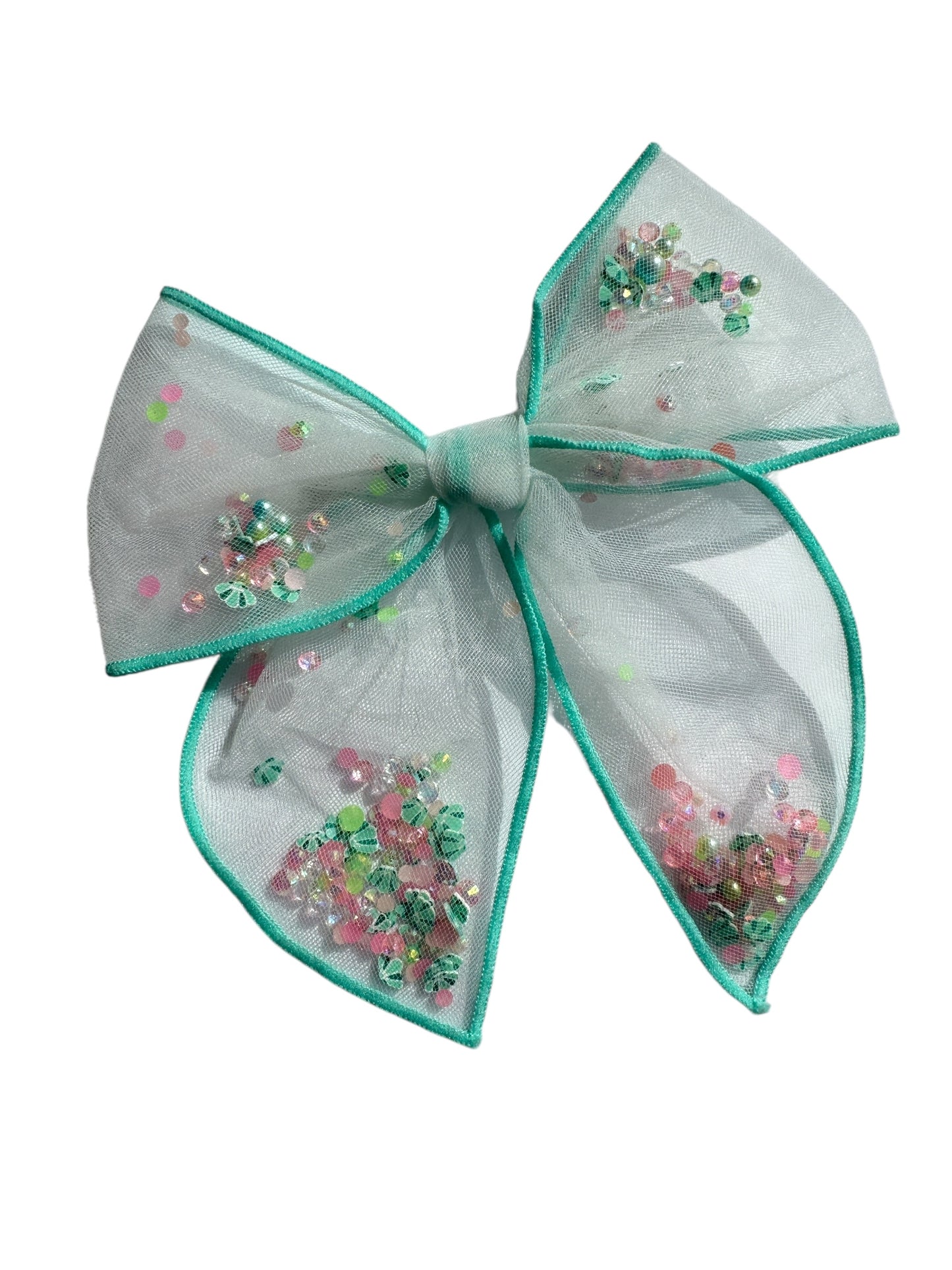 Seashell Shaker Hair Bows - Ocean Glitter Bow for Girls