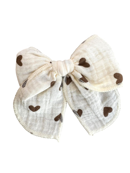 *Hearts Muslin Hair Bows