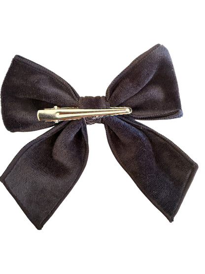 Velvet Pumpkin Jack-O-Lantern Sailor Hair Bow – Halloween Bow for Girls