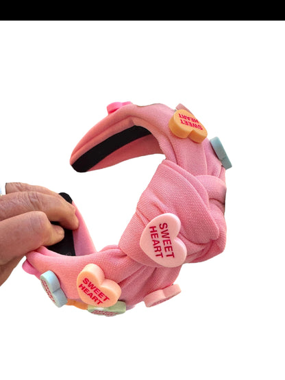 Conversation Hearts Tie Knot Headband - Valentine's Day Headband for Girls