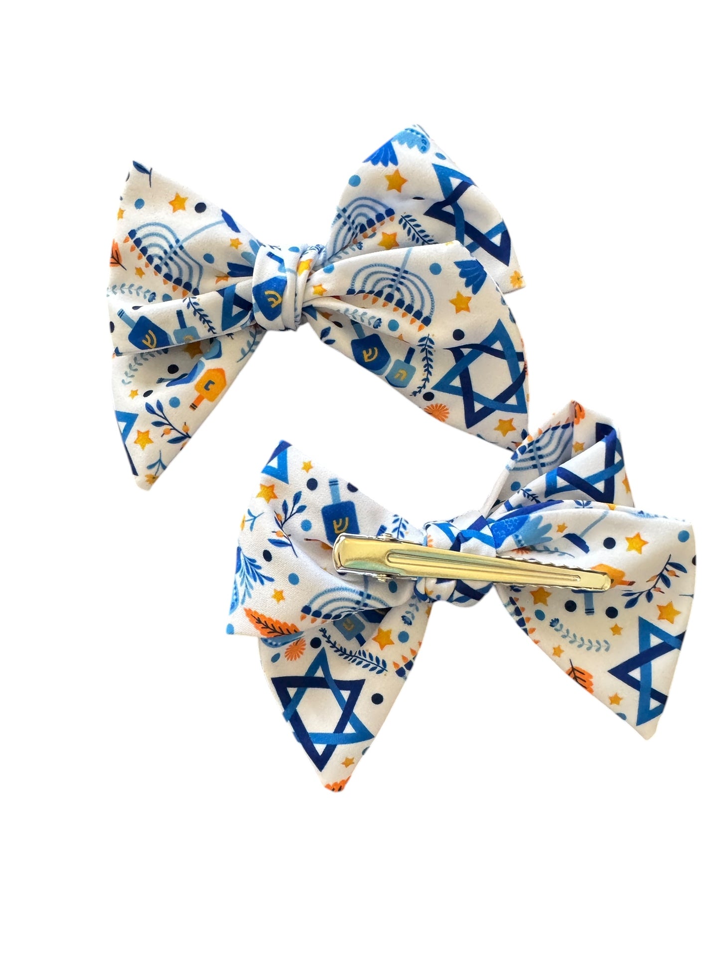 Hanukkah Hair Bows - White Holiday Accessories