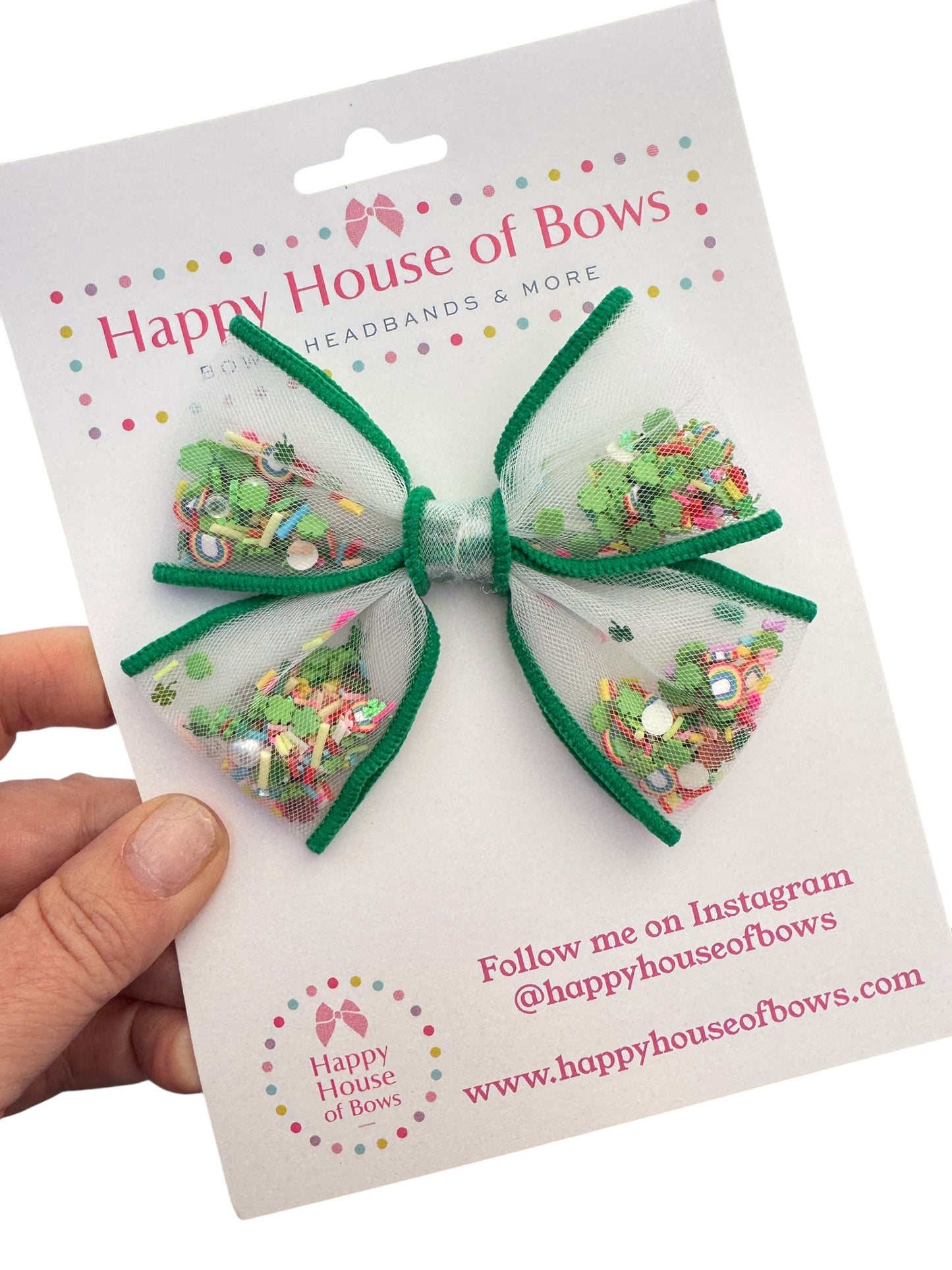 St. Patrick's Day Rainbow Shamrock Shaker Bow - Glitter Alligator Clip