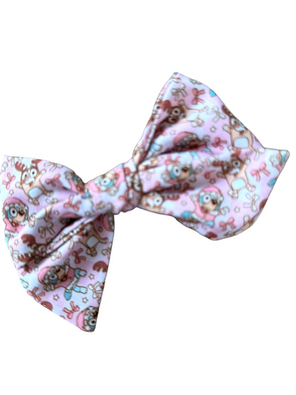 *Pink Christmas Blue Dog Hair Bows