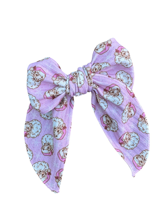 Vintage Pink Santa Hair Bows - Christmas Holiday Clips