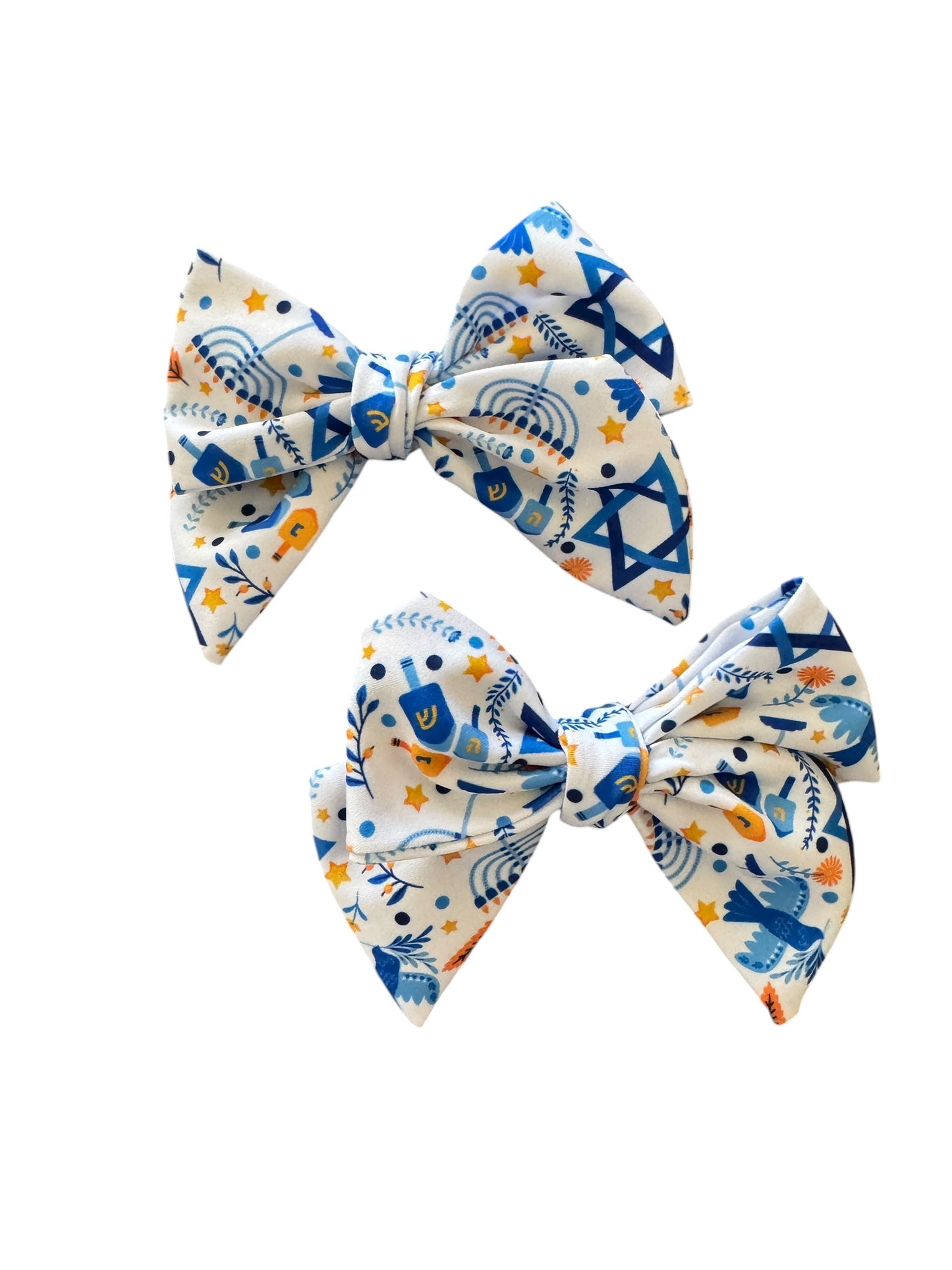 Hanukkah Hair Bows - White Holiday Accessories