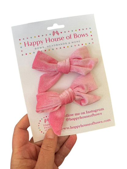 Mini Velvet Pigtail Sets - Matching Hair Bow Pairs