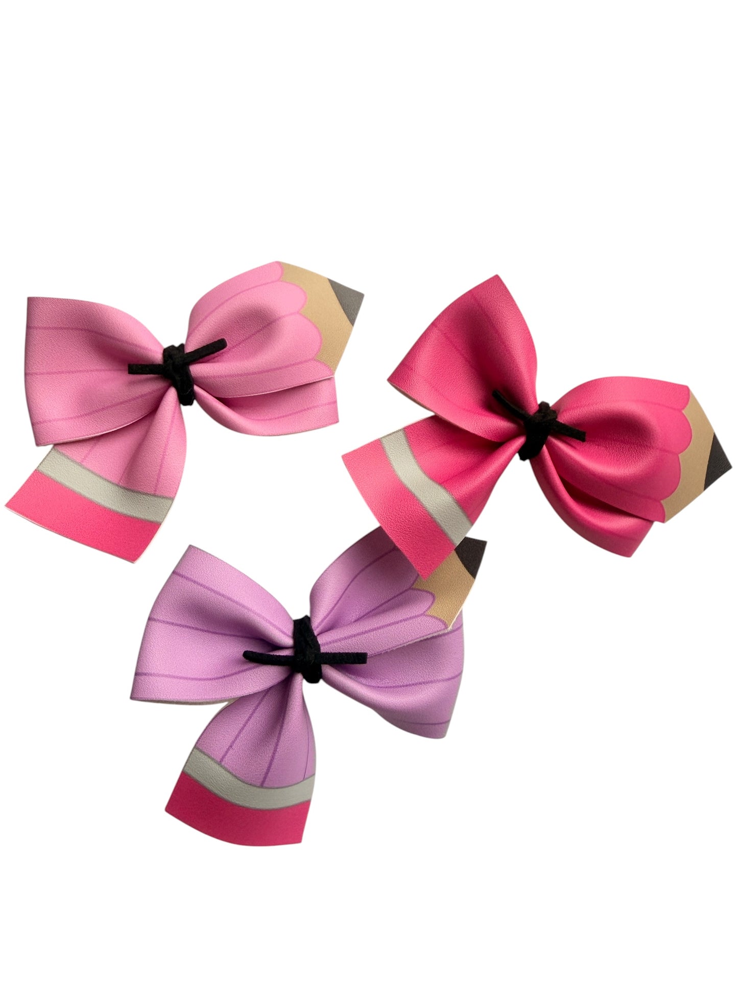 Colorful Crayon Faux Leather Hair Bow Clip for Girls – Back to School Hair Accessory