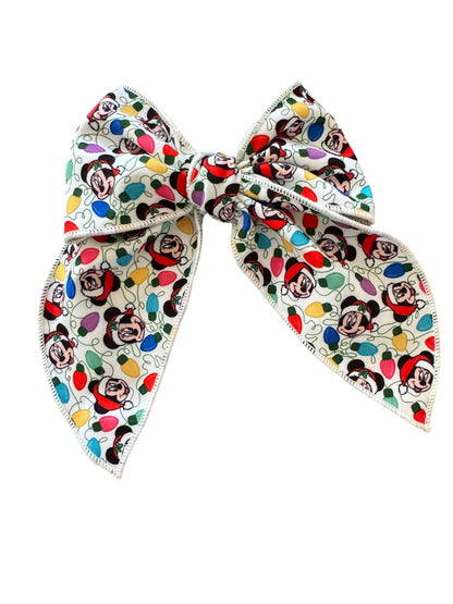 Christmas Mouse Lights Hair Bows