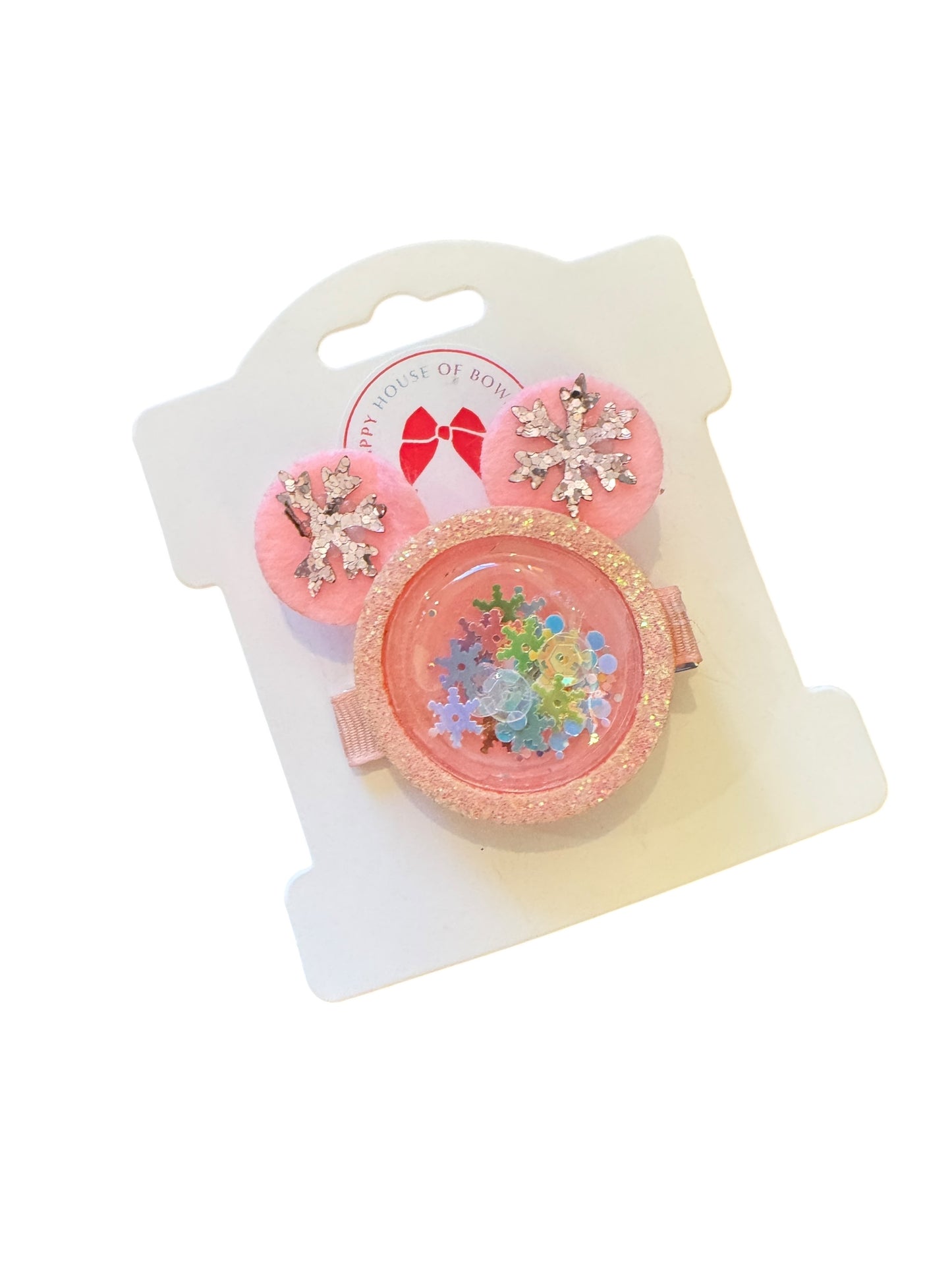 Mouse Snowflake Shaker Clips - Christmas Interactive Hair Clips with Confetti