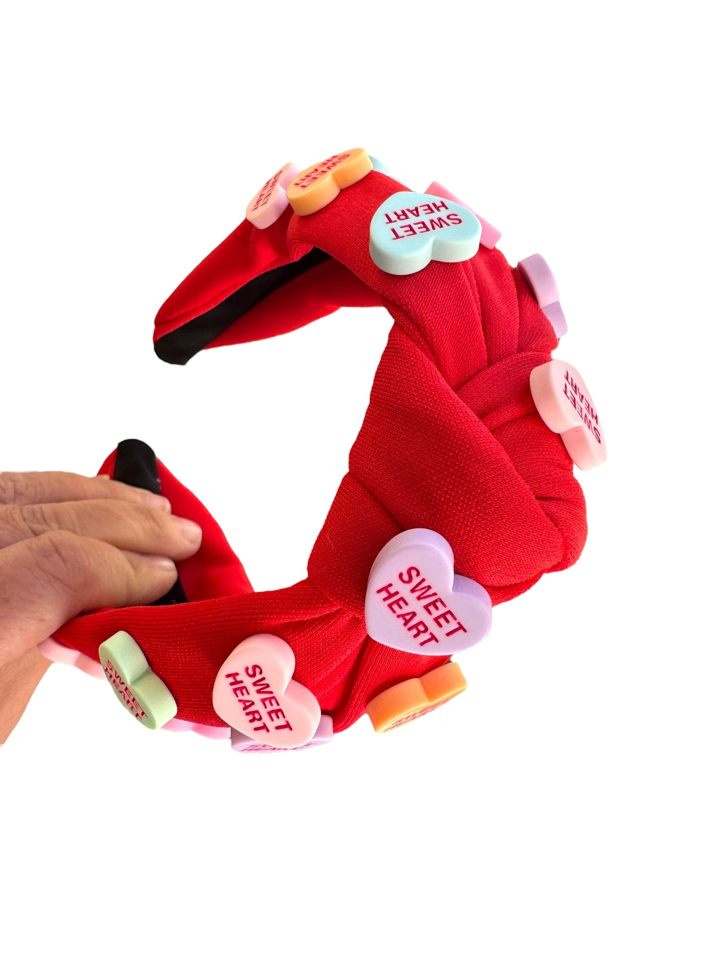 Conversation Hearts Tie Knot Headband - Valentine's Day Headband for Girls