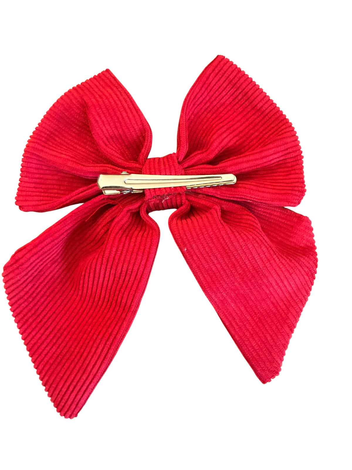 Ribbed Corduroy Sailor Hair Bow for Girls – Navy & Red