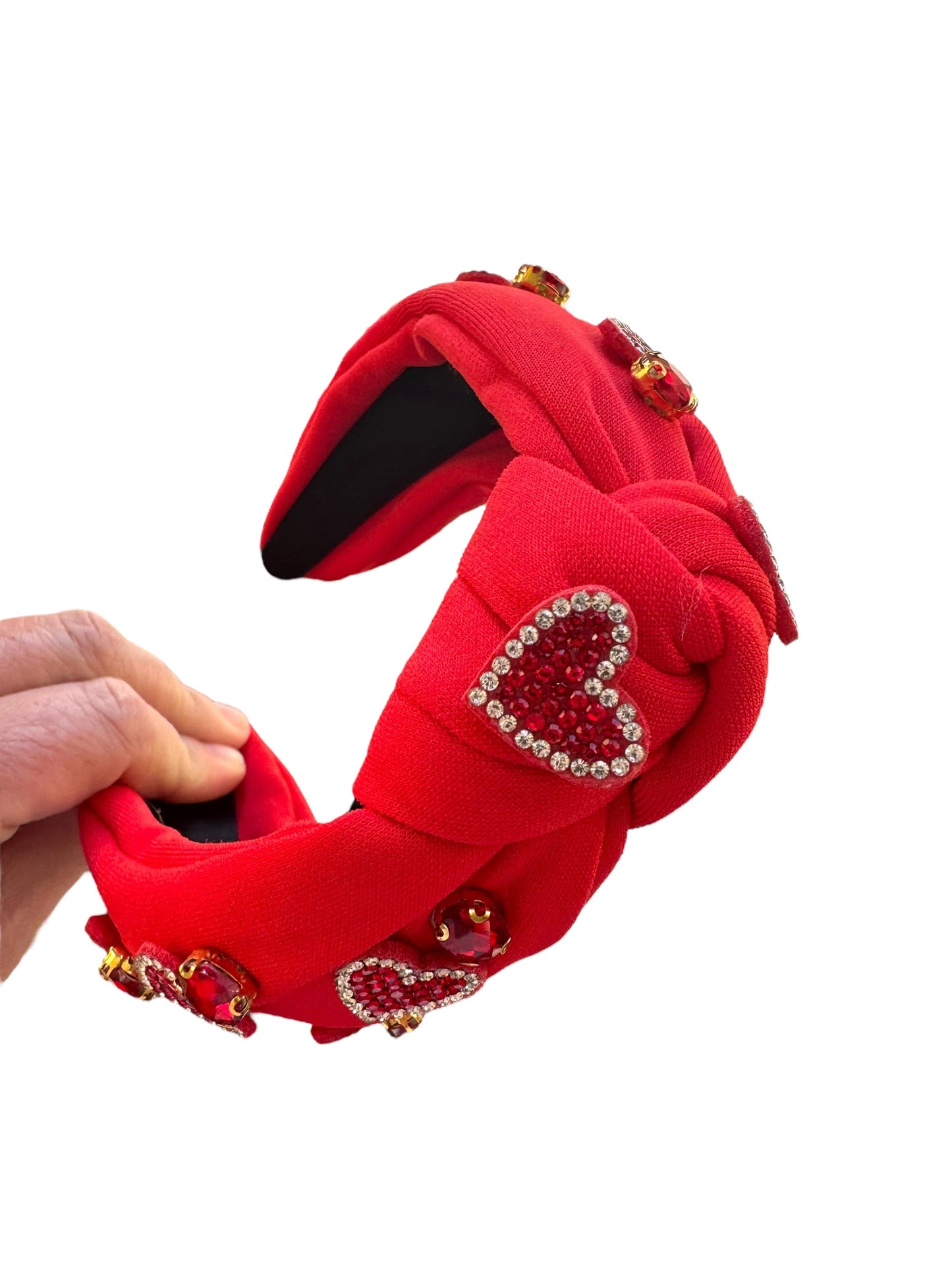 *Rhinestone Hearts Tie Knot Headband