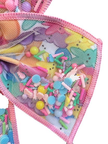 Easter Bunny Shaker Hair Bow for Girls - Pink Confetti Alligator Clip