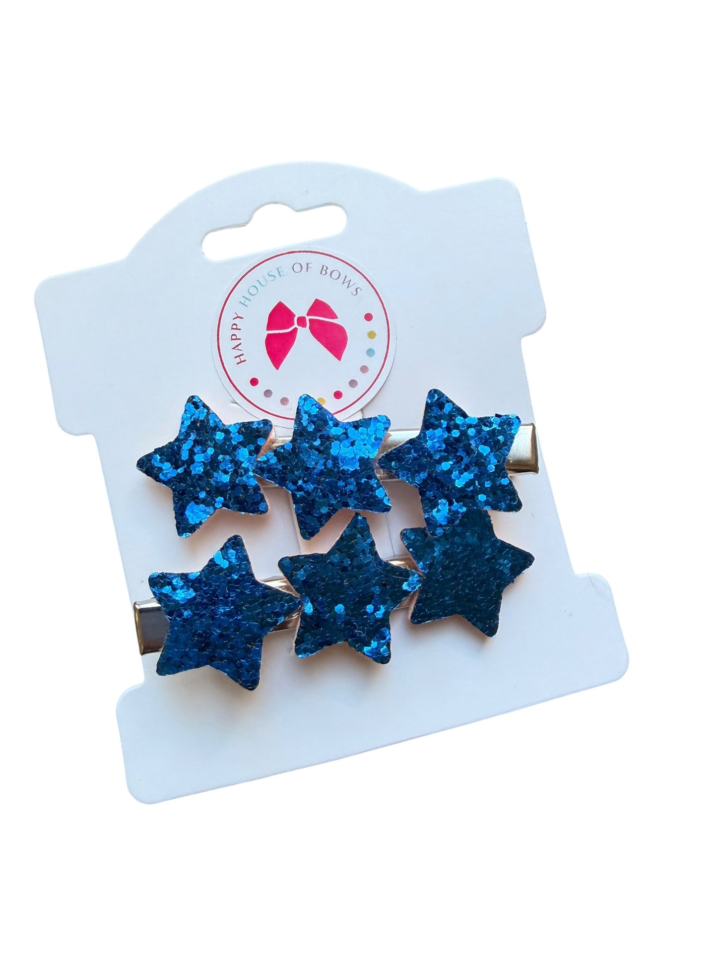 Patriotic Glitter Star Hair Clips for Girls | Red, White & Blue