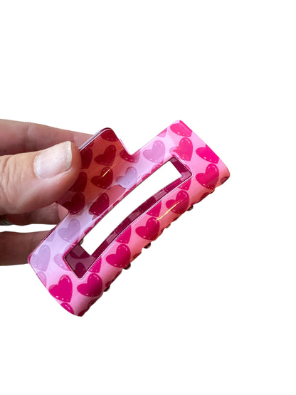Pink and Red Heart Claw Clip for Girls and Women